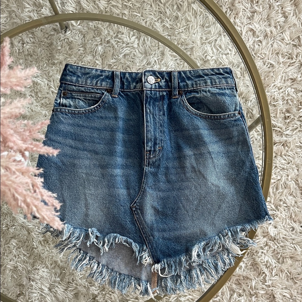 Free People Blue Denim Mini Skirt